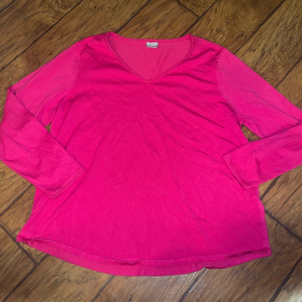 Chico's pink lightweight v-neck sweater top shirt woman’s size XL
